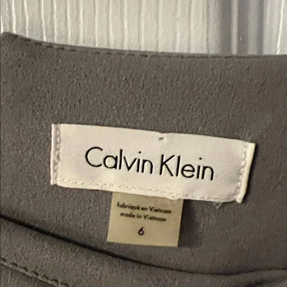 Calvin Klein Gray Long Sleeve Dress with Ruffle Cuffs - Picture 2 of 3